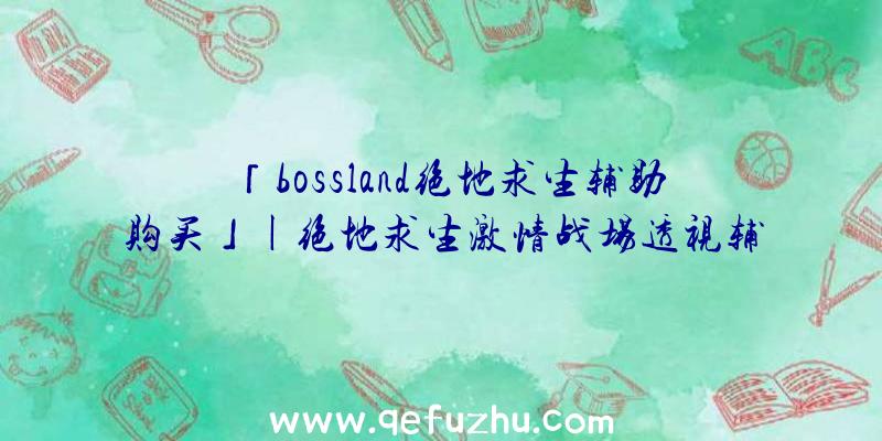 「bossland绝地求生辅助购买」|绝地求生激情战场透视辅助